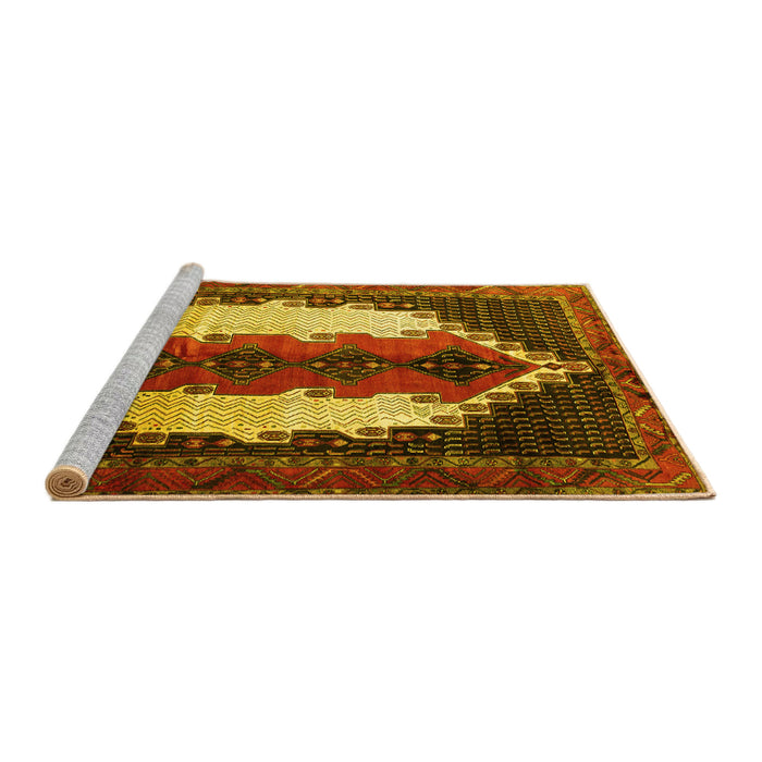 Sideview of Machine Washable Persian Yellow Traditional Rug, wshtr1347yw