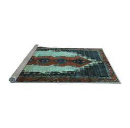 Sideview of Machine Washable Persian Light Blue Traditional Rug, wshtr1347lblu
