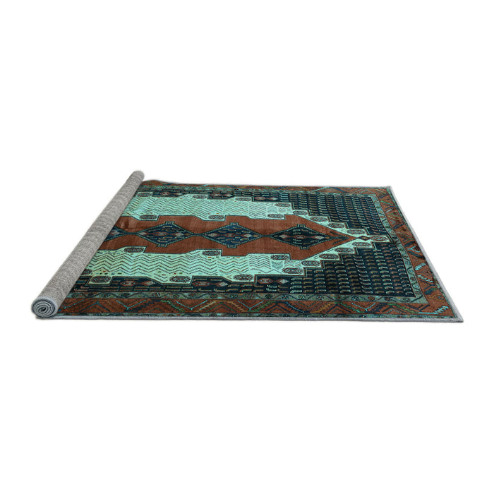 Sideview of Machine Washable Persian Light Blue Traditional Rug, wshtr1347lblu