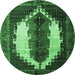 Round Persian Emerald Green Traditional Rug, tr1347emgrn