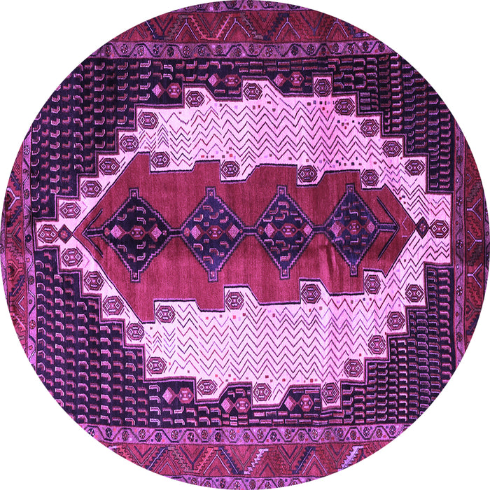 Round Persian Purple Traditional Rug, tr1347pur