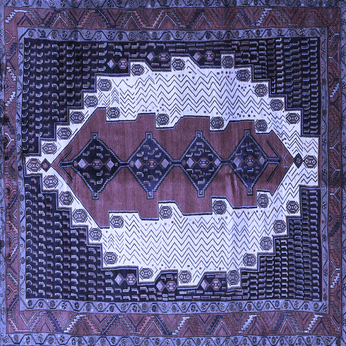 Square Machine Washable Persian Blue Traditional Rug, wshtr1347blu