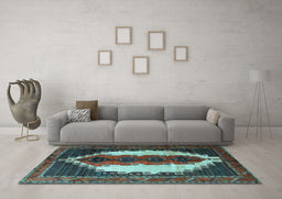 Machine Washable Persian Light Blue Traditional Rug in a Living Room, wshtr1347lblu