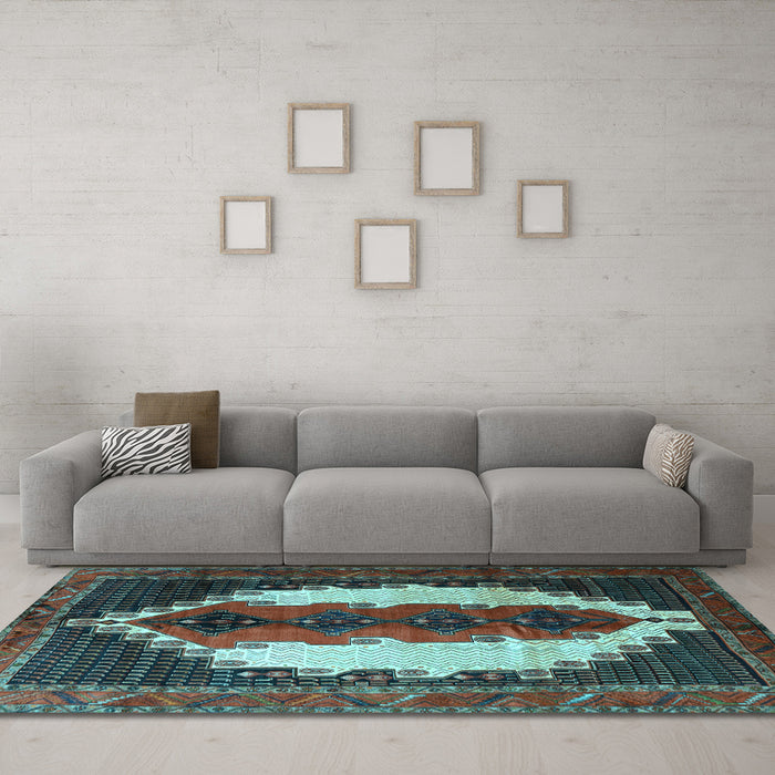 Machine Washable Persian Light Blue Traditional Rug in a Living Room, wshtr1347lblu