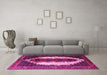 Machine Washable Persian Pink Traditional Rug in a Living Room, wshtr1347pnk