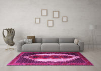 Machine Washable Persian Pink Traditional Rug, wshtr1347pnk