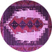 Round Machine Washable Persian Purple Traditional Area Rugs, wshtr1347pur