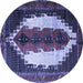 Round Persian Blue Traditional Rug, tr1347blu