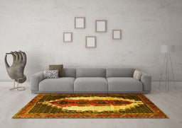 Machine Washable Persian Yellow Traditional Rug in a Living Room, wshtr1347yw