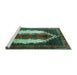 Sideview of Machine Washable Persian Turquoise Traditional Area Rugs, wshtr1347turq