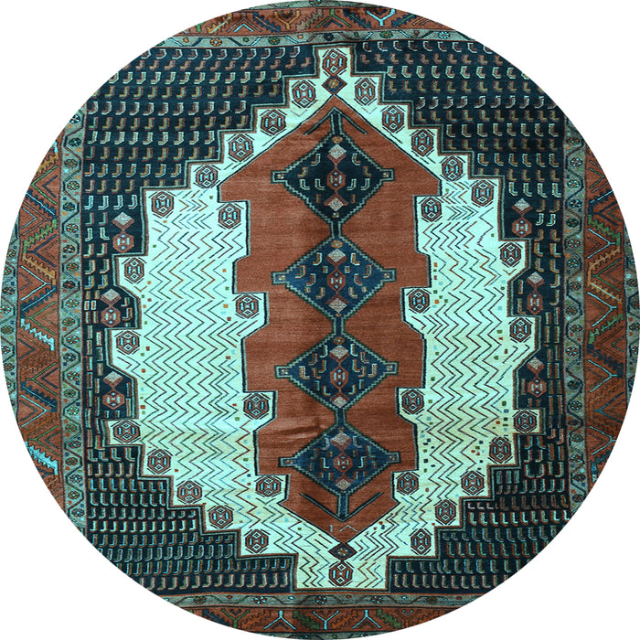 Round Machine Washable Persian Light Blue Traditional Rug, wshtr1347lblu