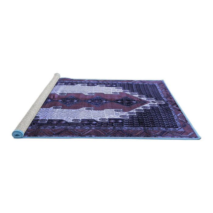Sideview of Machine Washable Persian Blue Traditional Rug, wshtr1347blu