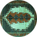 Round Persian Turquoise Traditional Rug, tr1347turq