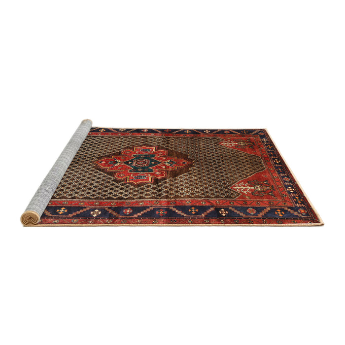 Sideview of Machine Washable Traditional Saffron Red Rug, wshtr1348