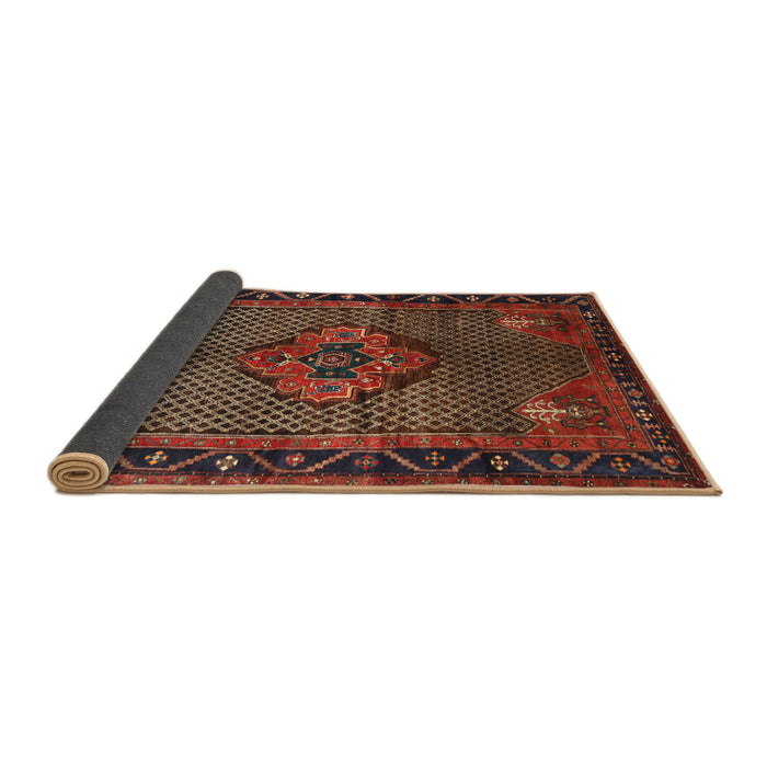 Sideview of Traditional Saffron Red Persian Rug, tr1348