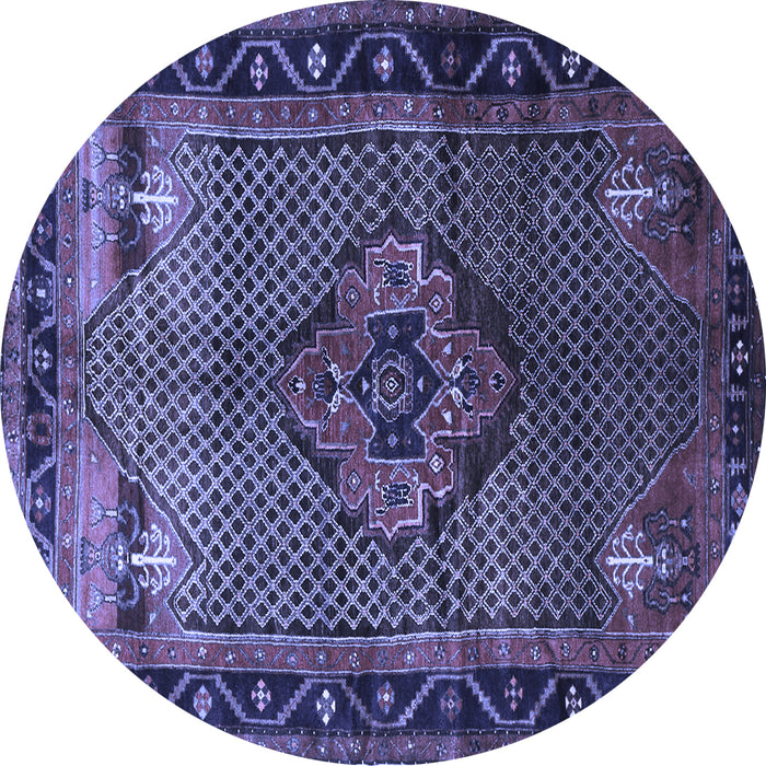 Round Persian Blue Traditional Rug, tr1348blu