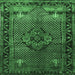 Square Persian Emerald Green Traditional Rug, tr1348emgrn