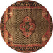 Round Persian Brown Traditional Rug, tr1348brn