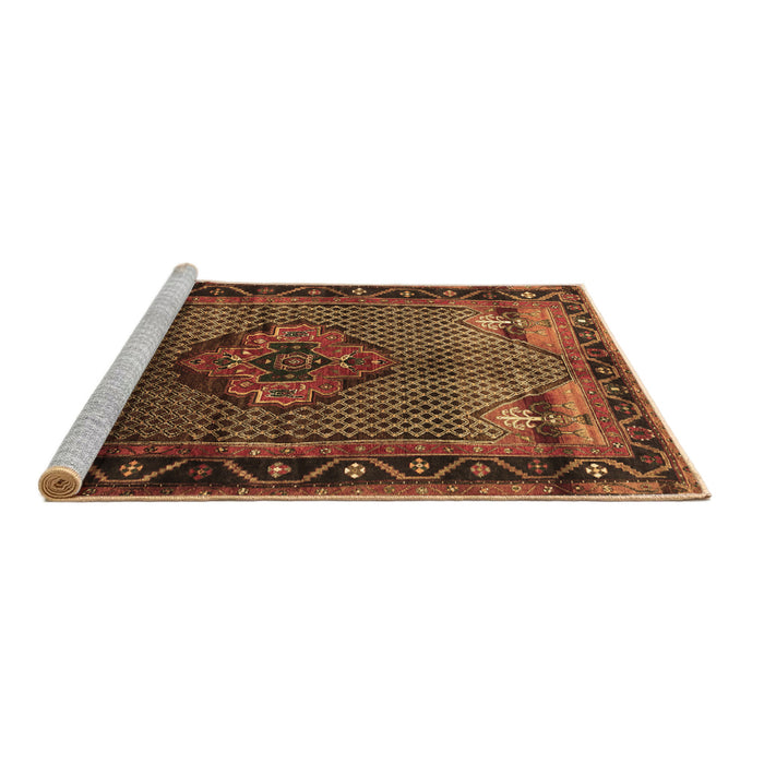 Sideview of Machine Washable Persian Brown Traditional Rug, wshtr1348brn