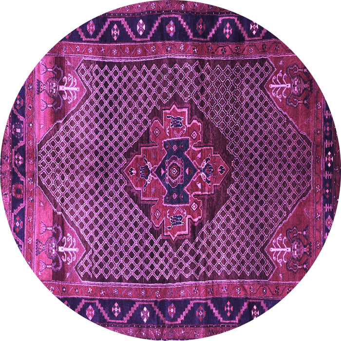 Round Machine Washable Persian Purple Traditional Area Rugs, wshtr1348pur
