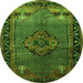 Square Persian Green Traditional Rug, tr1348grn