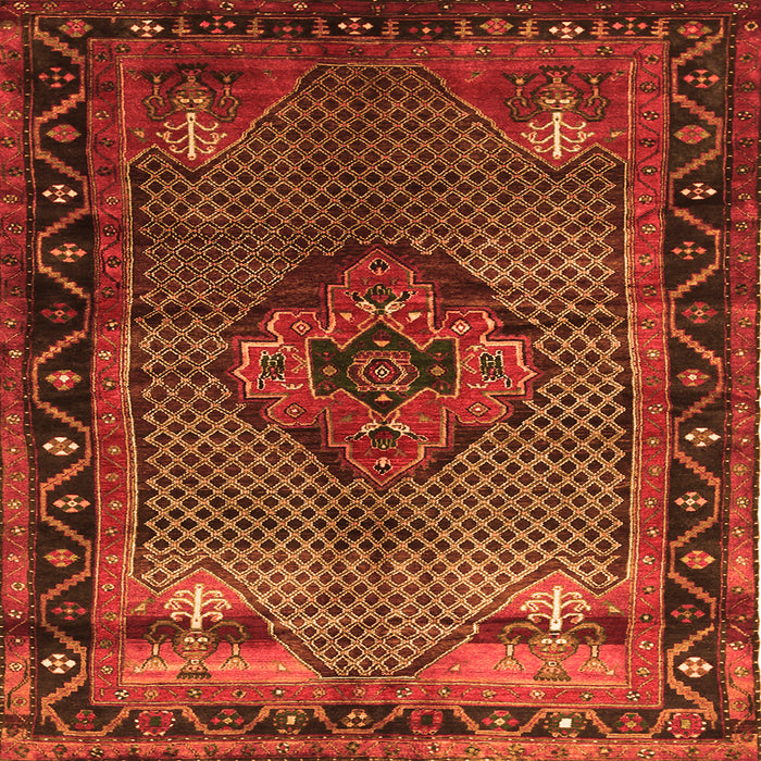 Round Machine Washable Persian Orange Traditional Area Rugs, wshtr1348org