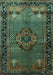 Machine Washable Persian Turquoise Traditional Area Rugs, wshtr1348turq