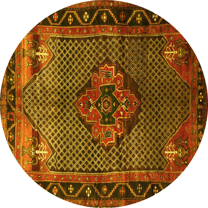 Round Persian Yellow Traditional Rug, tr1348yw