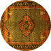 Round Persian Yellow Traditional Rug, tr1348yw