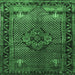 Square Machine Washable Persian Emerald Green Traditional Area Rugs, wshtr1348emgrn