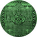 Round Persian Emerald Green Traditional Rug, tr1348emgrn