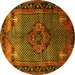 Round Machine Washable Persian Yellow Traditional Rug, wshtr1348yw