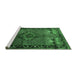 Sideview of Machine Washable Persian Emerald Green Traditional Area Rugs, wshtr1348emgrn