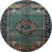 Round Persian Light Blue Traditional Rug, tr1348lblu