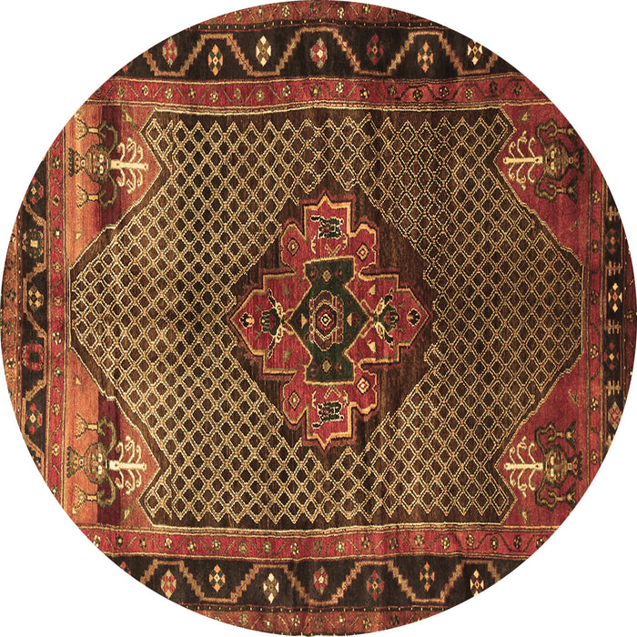 Round Machine Washable Persian Brown Traditional Rug, wshtr1348brn