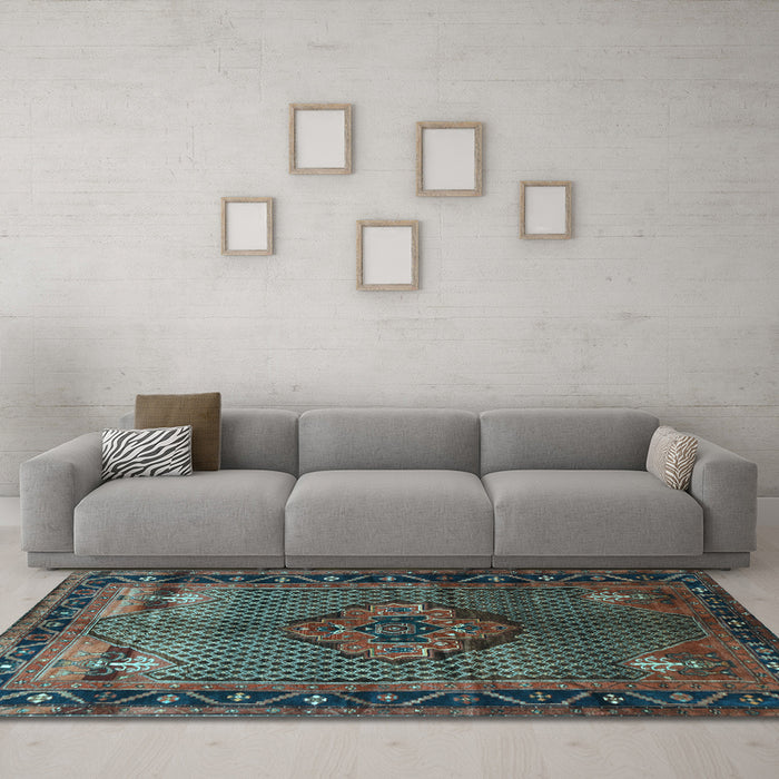 Machine Washable Persian Light Blue Traditional Rug in a Living Room, wshtr1348lblu
