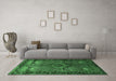 Machine Washable Persian Emerald Green Traditional Area Rugs in a Living Room,, wshtr1348emgrn