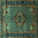 Square Persian Turquoise Traditional Rug, tr1348turq