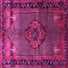 Square Machine Washable Persian Pink Traditional Rug, wshtr1348pnk