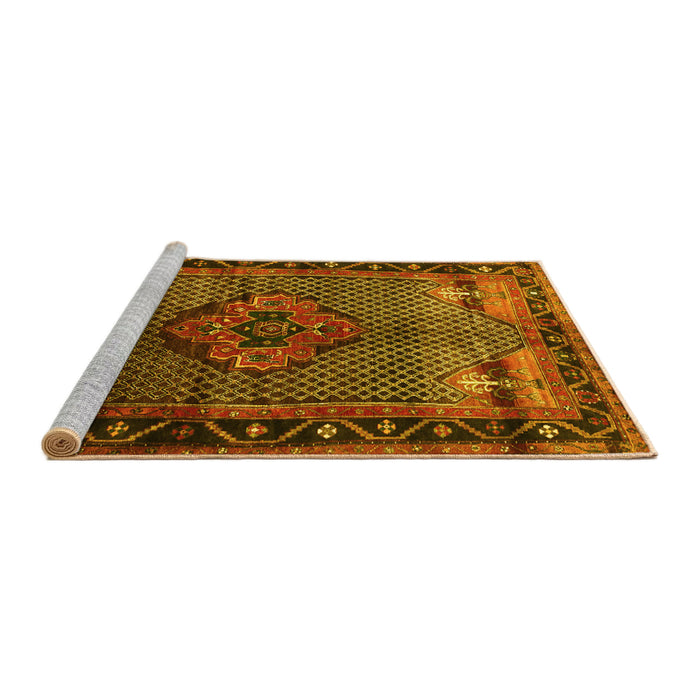 Sideview of Machine Washable Persian Yellow Traditional Rug, wshtr1348yw