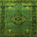 Round Machine Washable Persian Green Traditional Area Rugs, wshtr1348grn