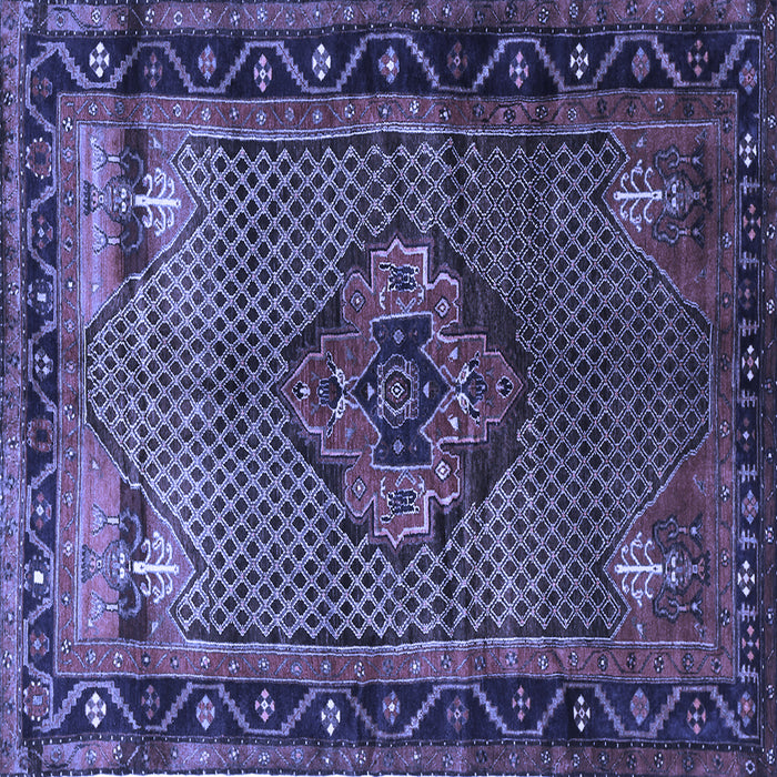 Square Machine Washable Persian Blue Traditional Rug, wshtr1348blu