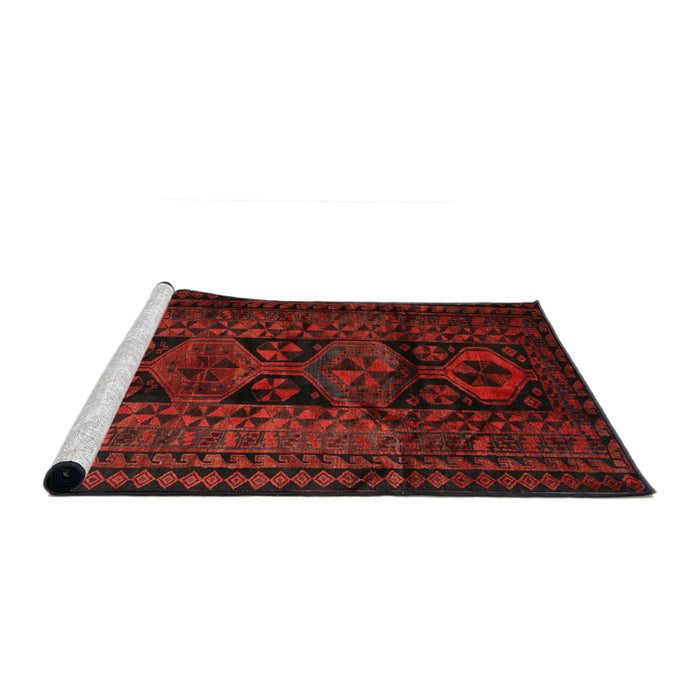 Sideview of Machine Washable Traditional Tomato Red Rug, wshtr1349