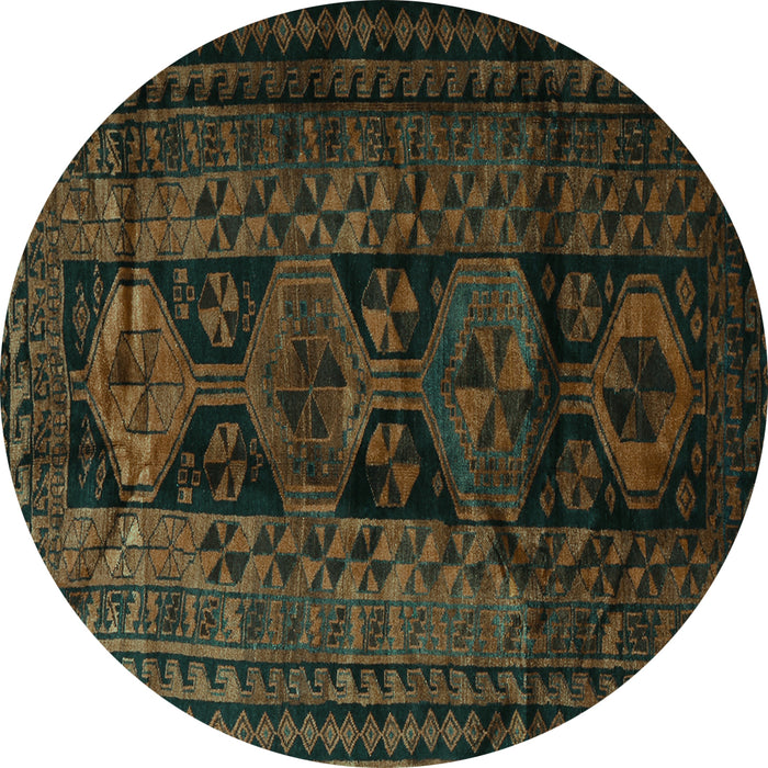 Round Persian Turquoise Traditional Rug, tr1349turq