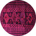 Round Persian Pink Traditional Rug, tr1349pnk