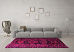 Machine Washable Persian Pink Traditional Rug in a Living Room, wshtr1349pnk