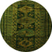 Square Persian Green Traditional Rug, tr1349grn