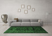 Machine Washable Persian Emerald Green Traditional Area Rugs in a Living Room,, wshtr1349emgrn