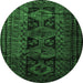 Round Persian Emerald Green Traditional Rug, tr1349emgrn