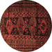 Round Persian Brown Traditional Rug, tr1349brn